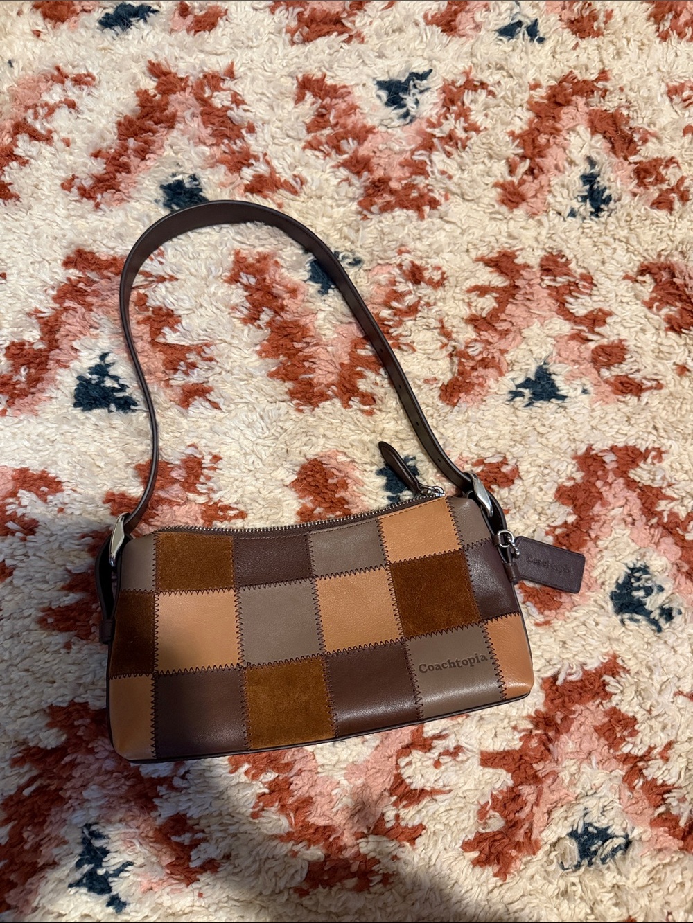 Coach Patchwork Brown and Tan Leather Shoulder Bag